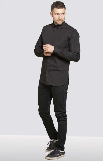 MICHAEL-D555 Couture Long Sleeve Stretch Shirt With Taping On Sleeves-S-XXL - Regular-Assorted Sizes/Colours Pack