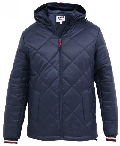 ANGUS-D555 Diamond Quilted Puffer Jacket With Hood and Ribbed Cuffs