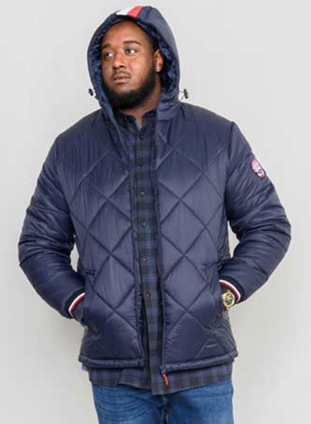 ANGUS-D555 Diamond Quilted Puffer Jacket With Hood and Ribbed Cuffs