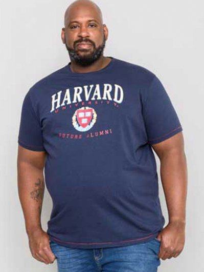 STAPLEFORD-D555 Official Harvard Printed Crew Neck T-Shirt