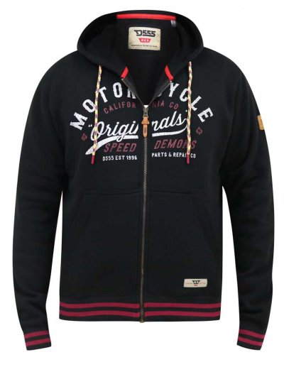 PATRICK-D555 Full Zip Hoody With 'Motorcycle' Chest Print