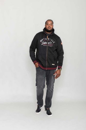 PATRICK-D555 Full Zip Hoody With 'Motorcycle' Chest Print