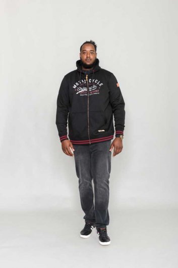 PATRICK-D555 Full Zip Hoody With 'Motorcycle' Chest Print