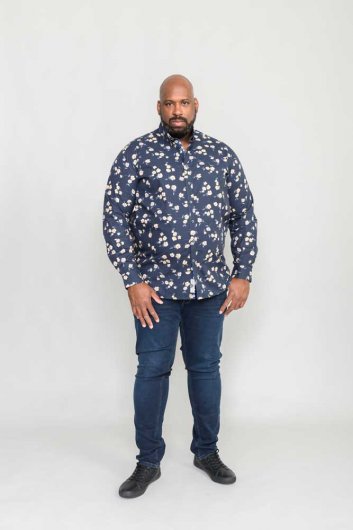 ROOKSEY-D555 L/S AOP Floral Print With Concealed Button Down Collar Shirt