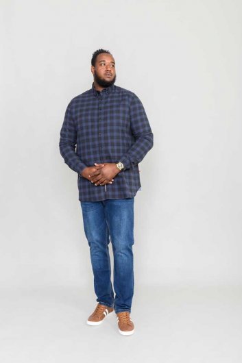 DOVERCOURT-D555 L/S Flannel Check Shirt With Button Down Collar And Pocket